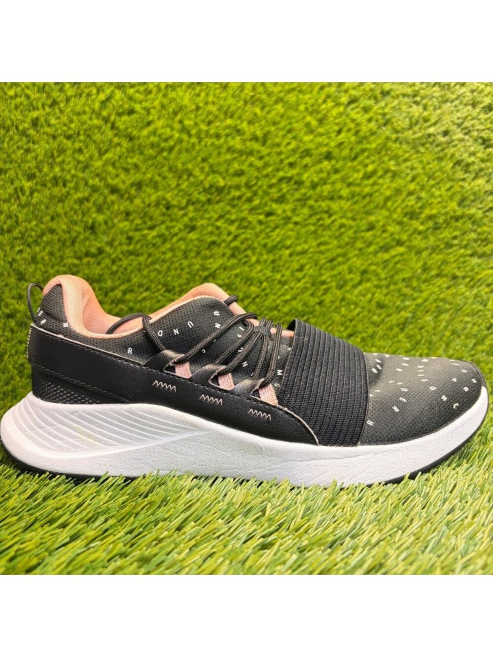 Under Armour Charged Breathe Womens Size 8.5 Black Pink Running Shoes Sneakers